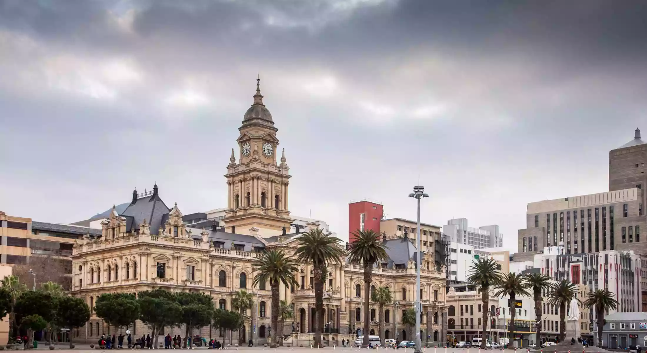 Cape Town's historic City Hall facade and clock tower