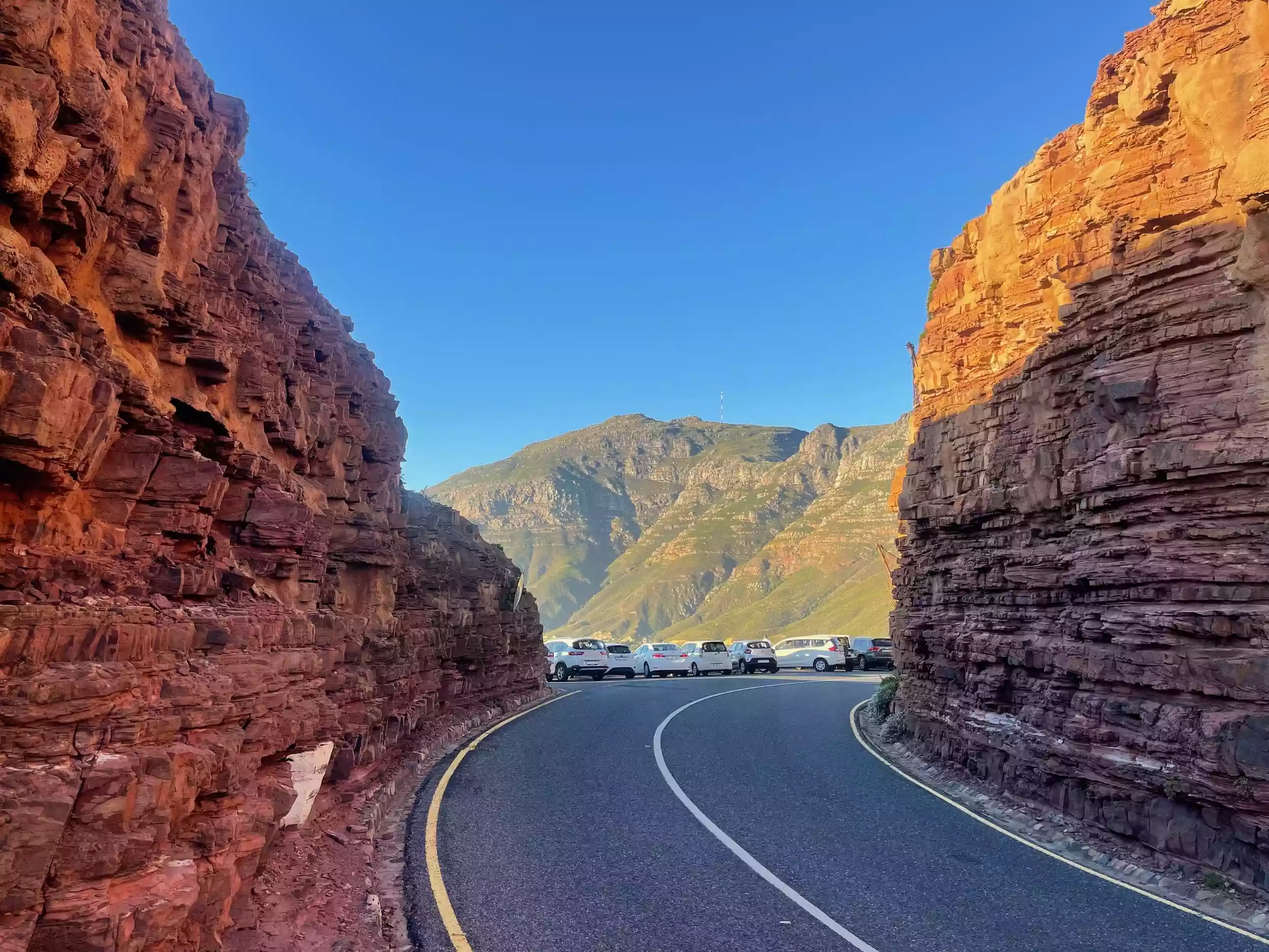Chapman's Peak Drive winding through coastal cliffs