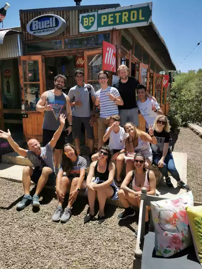 Wes and travelers taking a roadside dynamic stop at Diesel and Creme vintage house