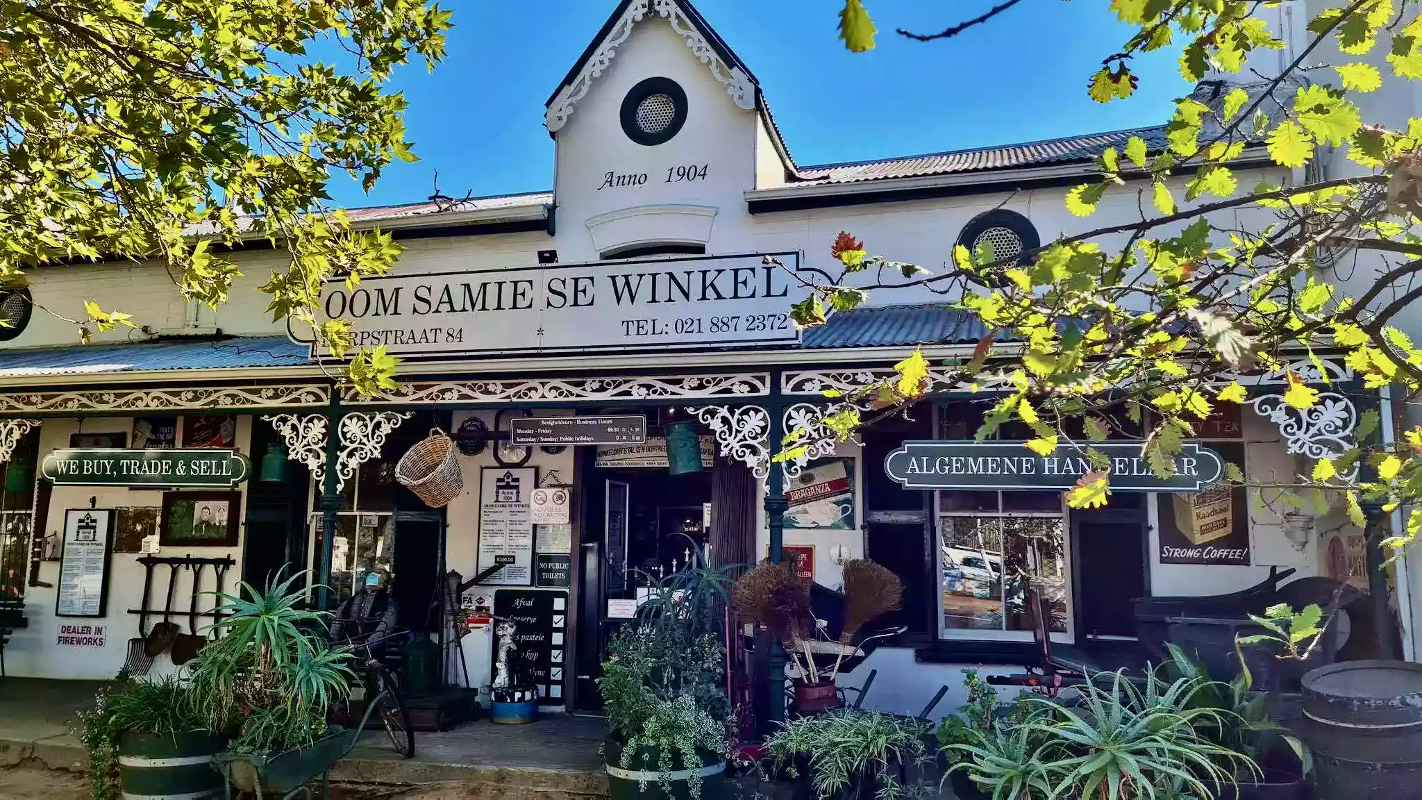Historic Oom Samie se Winkel storefront in Stellenbosch