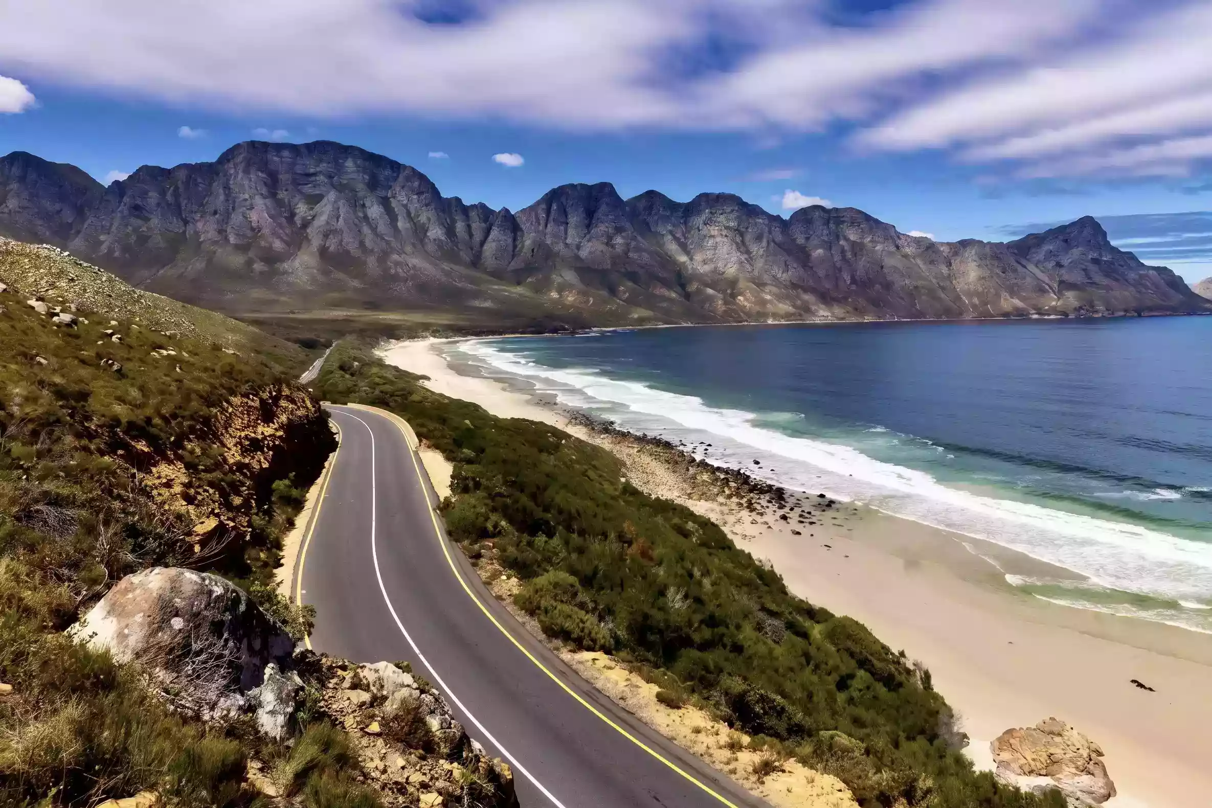 Aerial view over Clarens Drive, Western Cape, South Africa