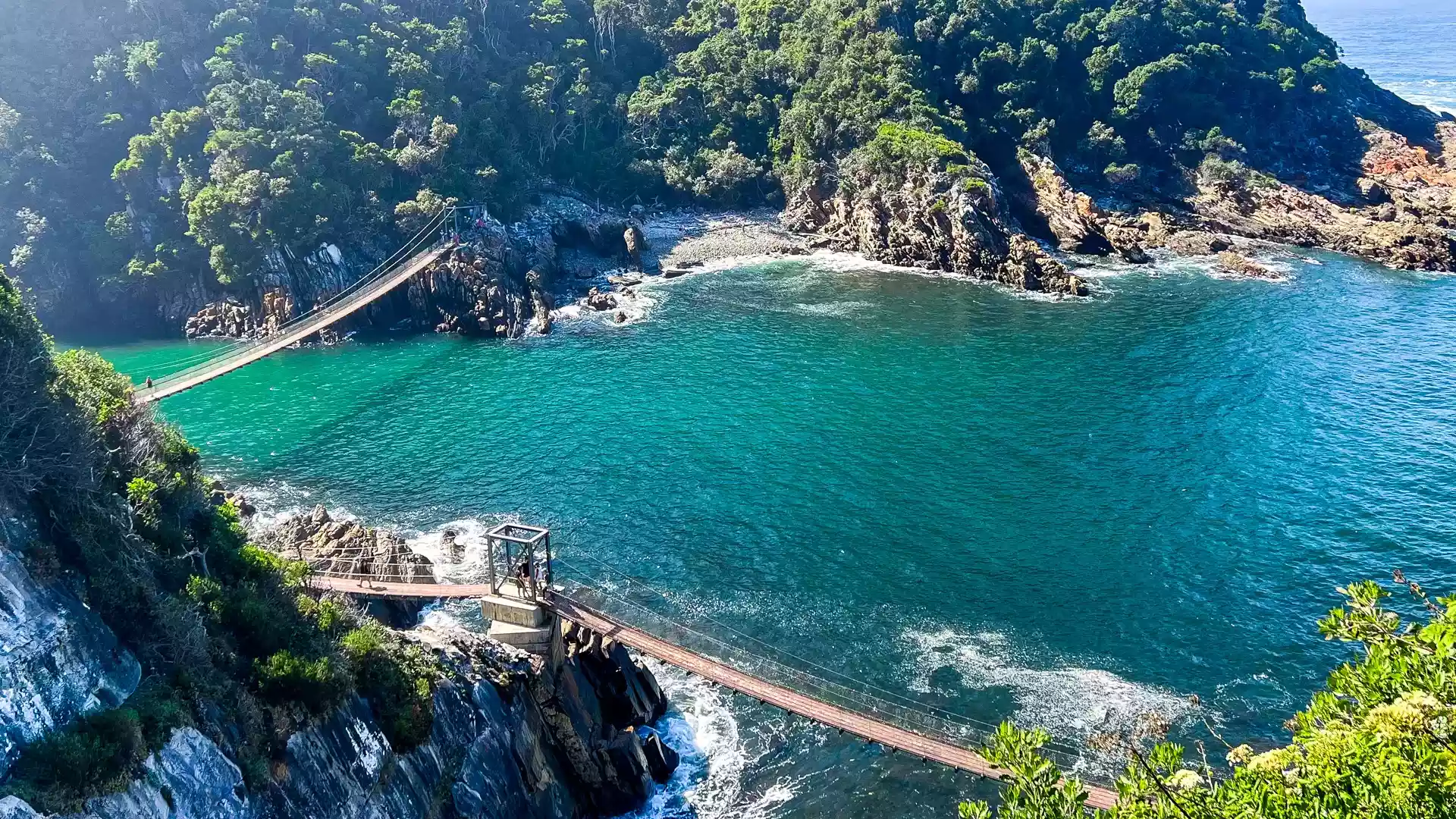 Scenic mountain pass and marine reserve shoreline along the coast
