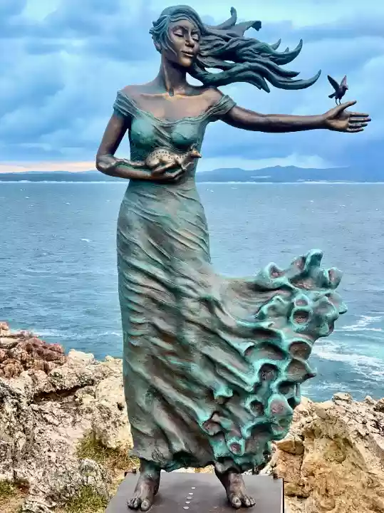 Scenic sweeping overlook of the rugged Hermanus Cliff Paths and ocean coastline