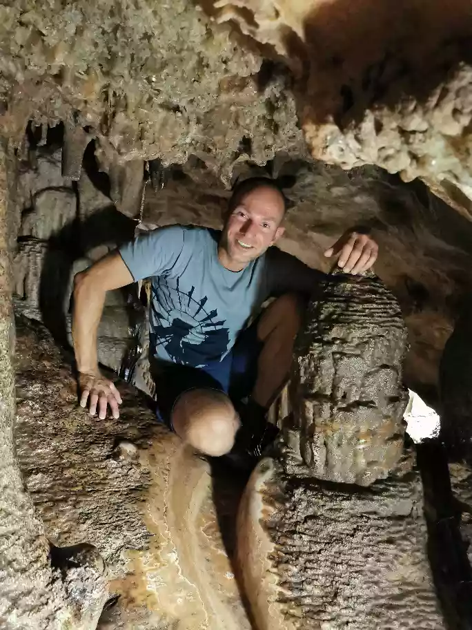 Wes inside the deep chambers of the Cango Caves
